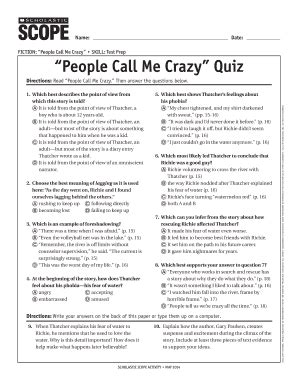 answer key people call me crazy questions PDF