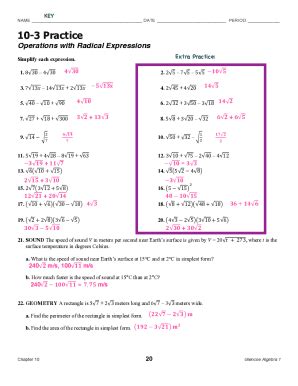 answer key practice operations with radical expressions Epub