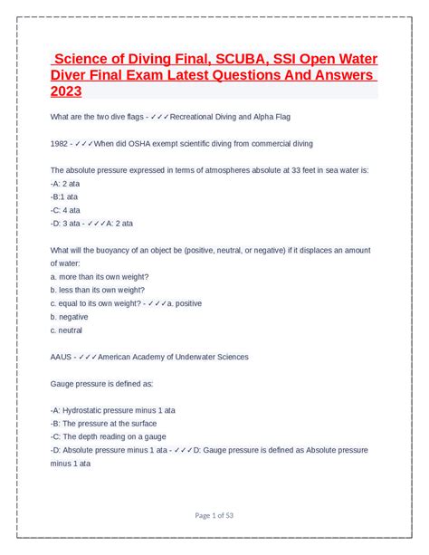 answer key sdi open water diver course final exam version a PDF