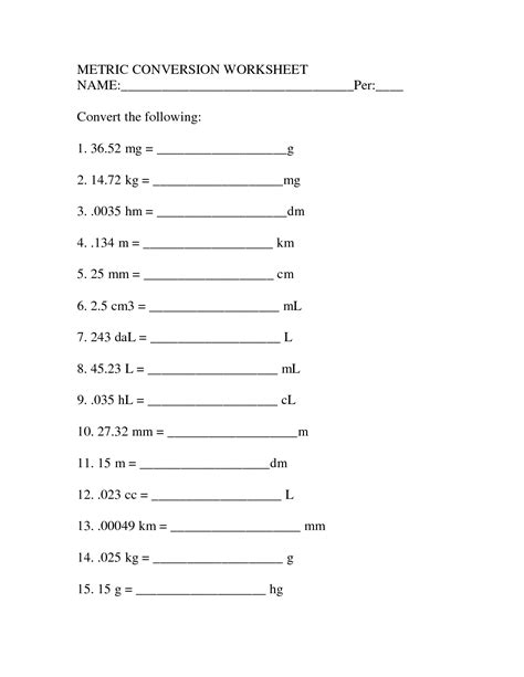 answer key to converting units of measure Doc