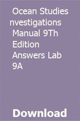 answer key to investigations manual ocean studies Reader