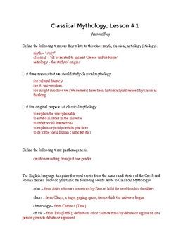 answer key to mythology teacher Reader