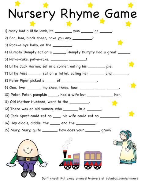 answer key to nursery rhyme game Kindle Editon