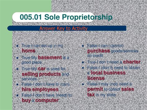 answer key to sole proprietorship Kindle Editon