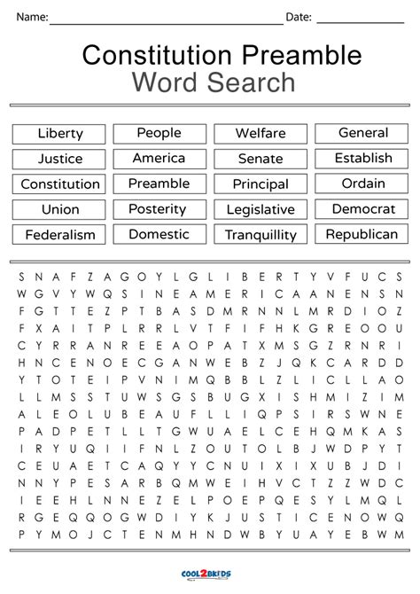 answer key to the preamble word search Doc