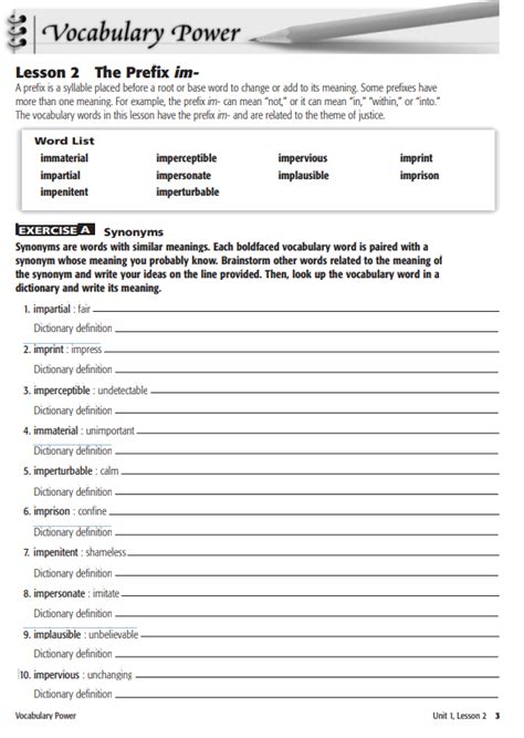 answer key to vocabulary lesson 2 synonyms Kindle Editon