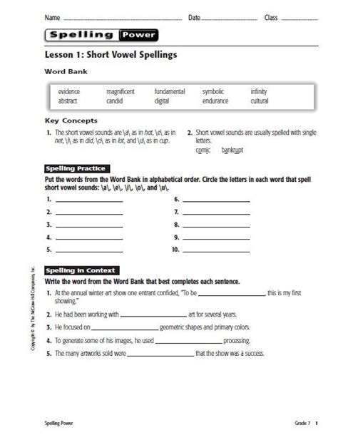 answer key to vocabulary power grade 7 PDF