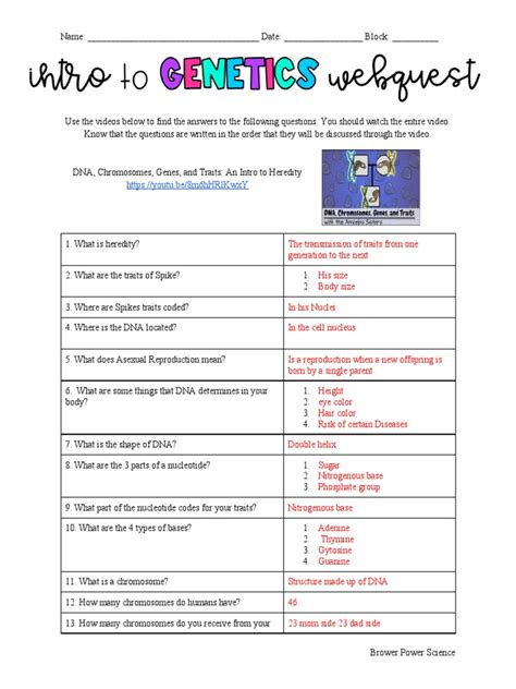 answer key to webquest on genetics Epub