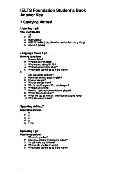 answer keys of ielts foundation 2 edition PDF