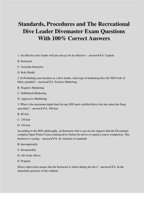 answer padi divemaster exam part 1 Reader