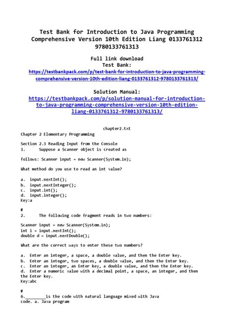 answer programming exercise liang java Epub