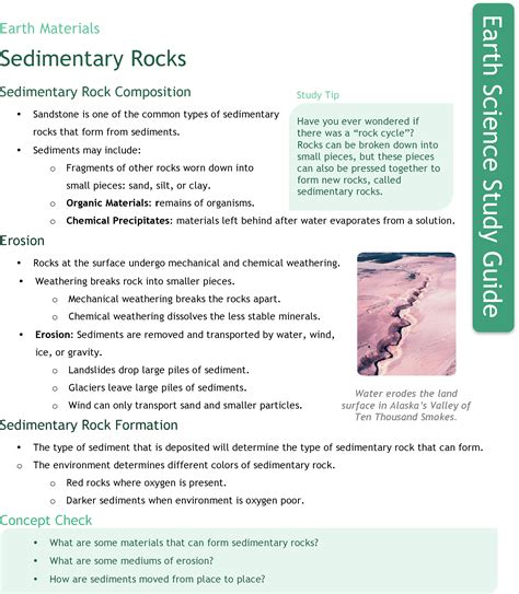 answer sheet sedimentary rocks guided study PDF