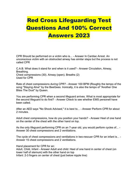 answer to national lifeguard service theory 100 questions answer PDF