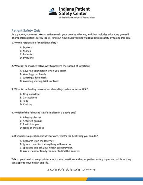 answer to safe patient hling quiz Reader