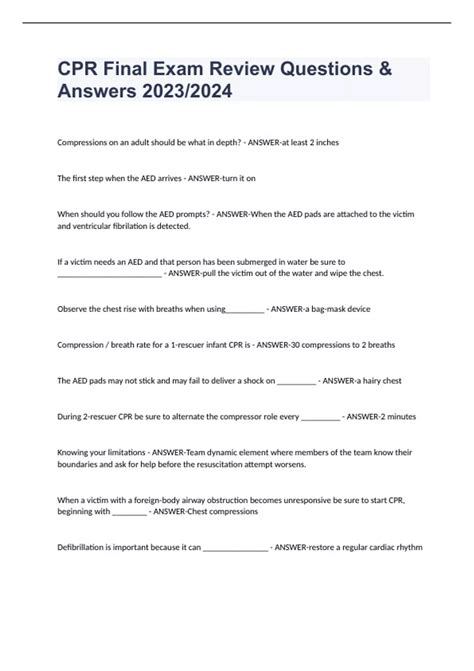 answer to the cpr final exam Kindle Editon