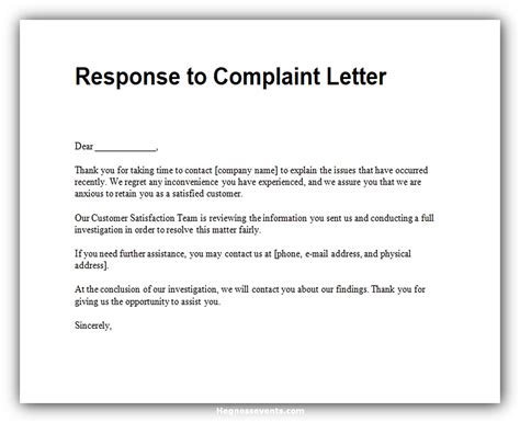 answering a complaint letter template Epub