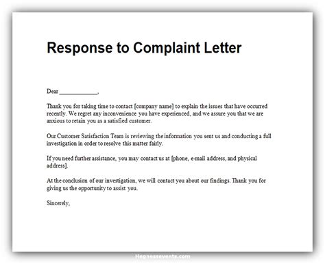 answering a complaint letter template Epub