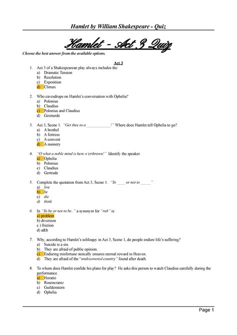 answers ap hamlet practice multiple choice questions PDF