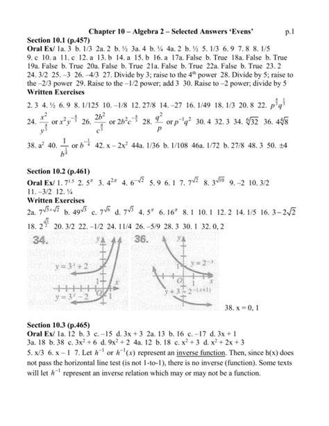 answers ch 10 alg 2 wkst pearson Doc