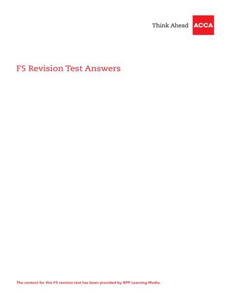 answers f5 revision mock test june 2013 Reader