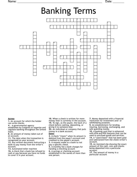 answers for banking and finance vocabulary crossword Doc