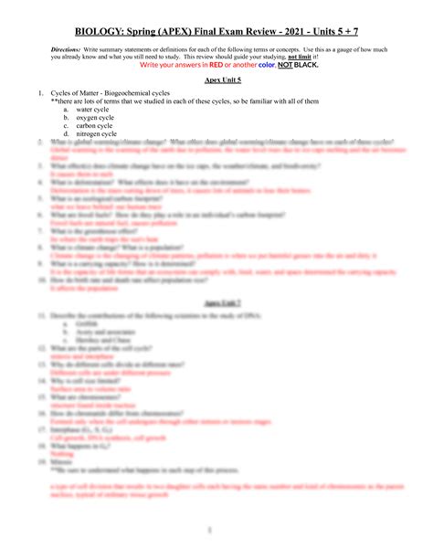 answers for biology spring final review Epub
