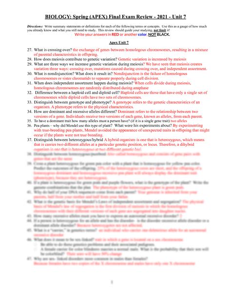 answers for biology spring final review Kindle Editon