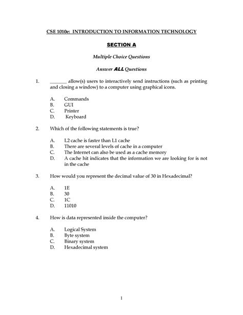 answers for cse 1010e Doc