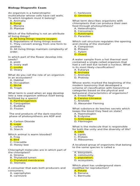 answers for e2020 biology diagnostic pretest Kindle Editon