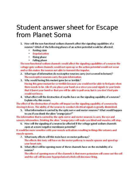 answers for escape from planet soma Reader