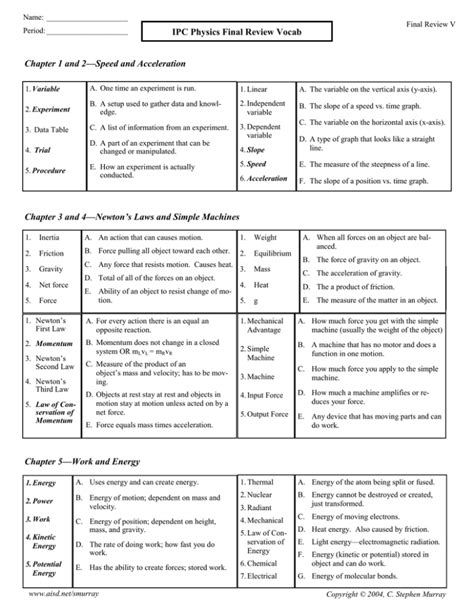 answers for ipc physics final review vocab Kindle Editon