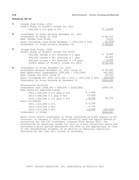 answers for problems advanced accounting 11e Doc