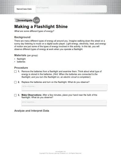 answers for shine a light photoeletric lab Reader