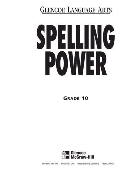 answers for spelling power workbook grade 10 Doc