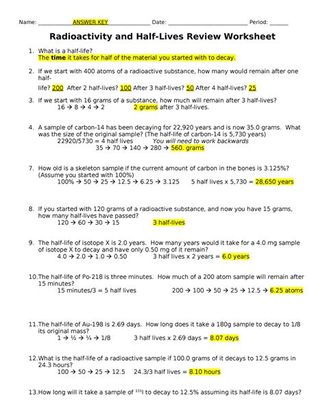 answers for the half life simulation Epub