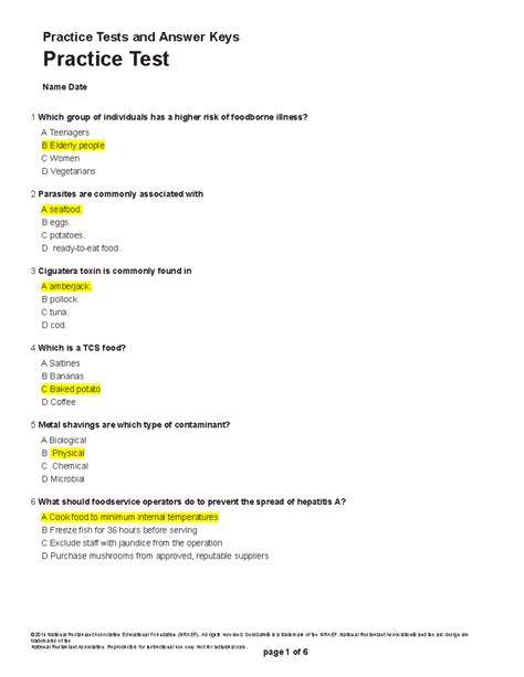 answers for the servsafe test answer key Reader