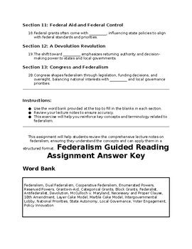 answers key federalism 4 guided PDF