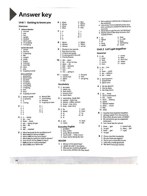 answers key intermediate headway PDF