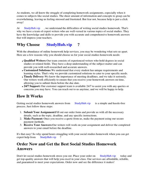 answers social studies homework Epub