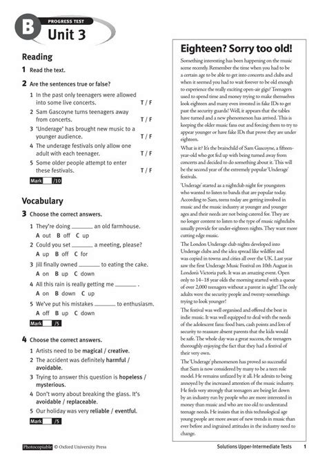 answers solutions upper intermediate unit 3 Reader