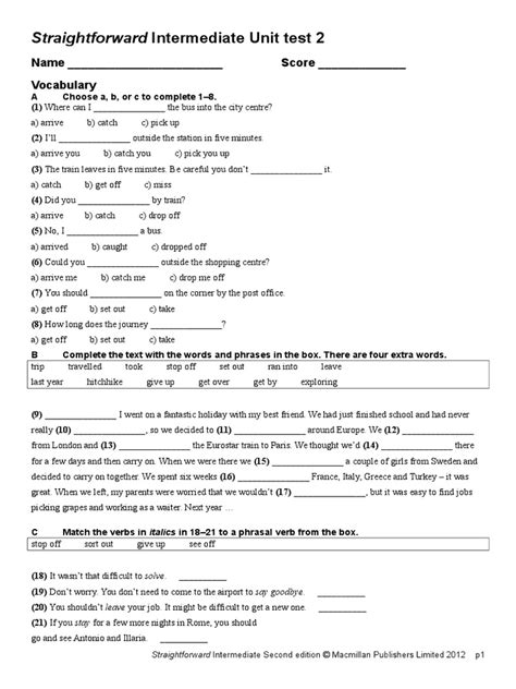 answers straightforward intermediate unit test 2 Epub