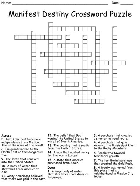 answers to 29 manifest destiny crossword puzzle Ebook Doc