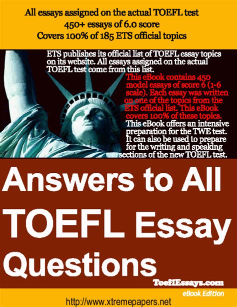answers to all toefl essay questions free Kindle Editon