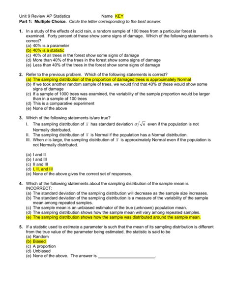 answers to ap stats test Doc