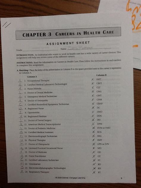 answers to assignments sheets ch 7 delmar Doc