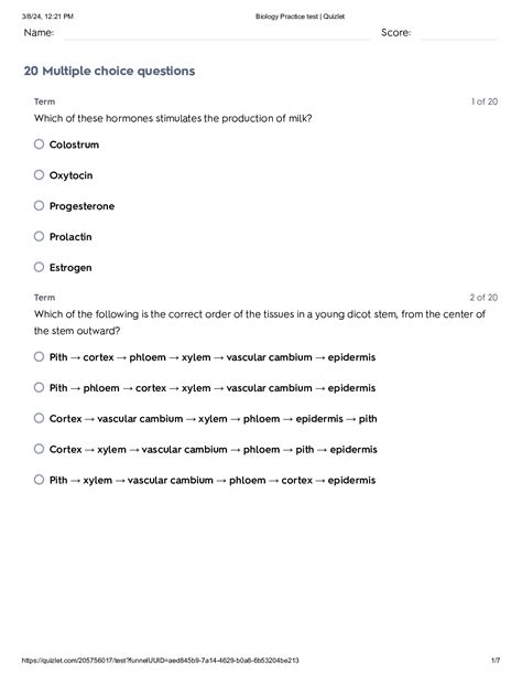 answers to biology practice test 2 Reader