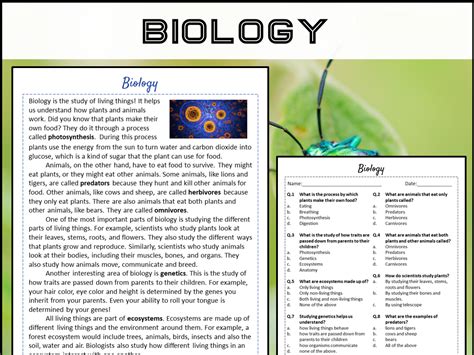 answers to biology reading worksheet Kindle Editon