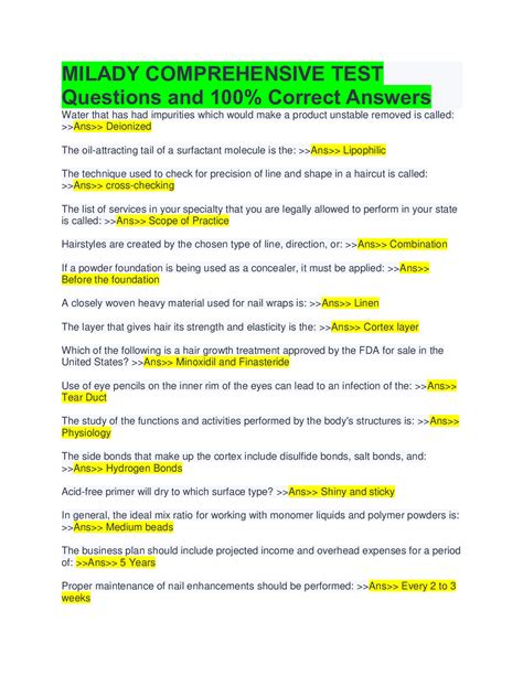 answers to chapter review tests milady Epub