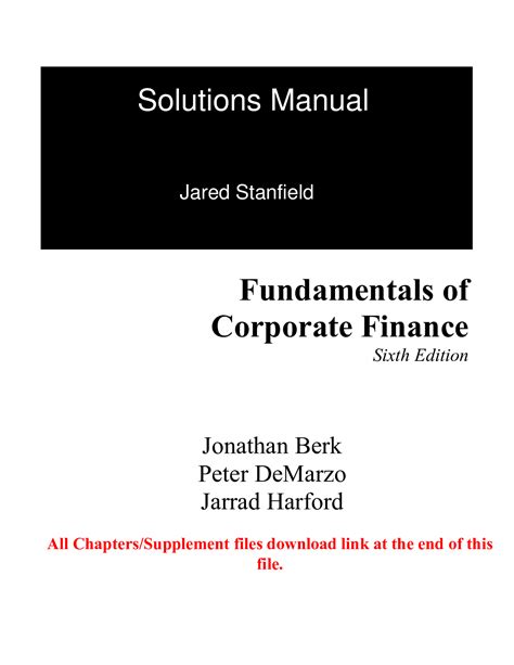 answers to corporate finance berk demarzo solutions Reader