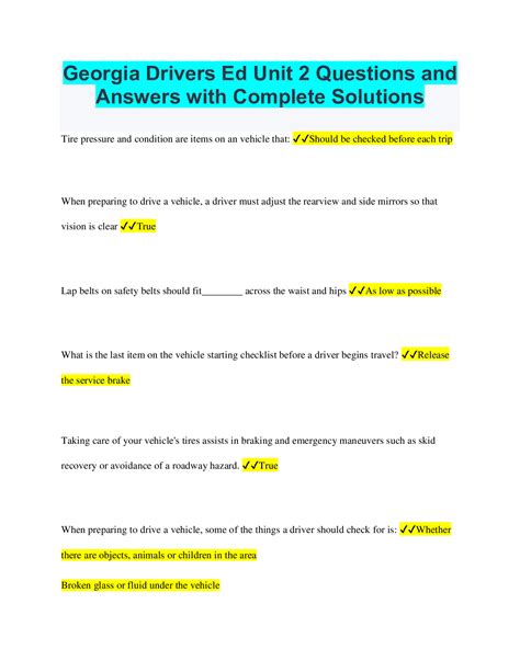 answers to drivers ed unit 2 test Kindle Editon
